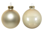 Preview: Glas-Kugeln 8cm uni ema/matt creme 6 Stck. 140163