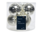 Preview: Glas-Kugeln 8cm uni ema/matt silb. 6 Stck. 140174