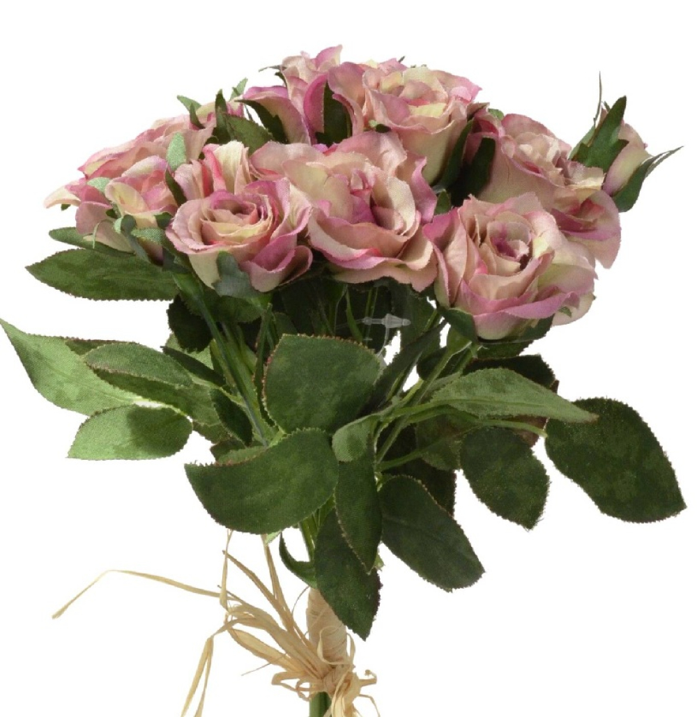 Rosenstraeusschen 6Bl,6Kn H27cm mehrtonrosa 1300-24