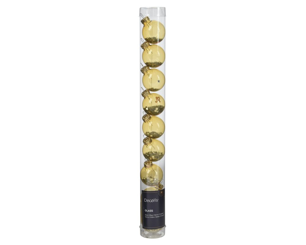 Glas-Kugeln 3cm gold Koecher 9 Stck. 015200