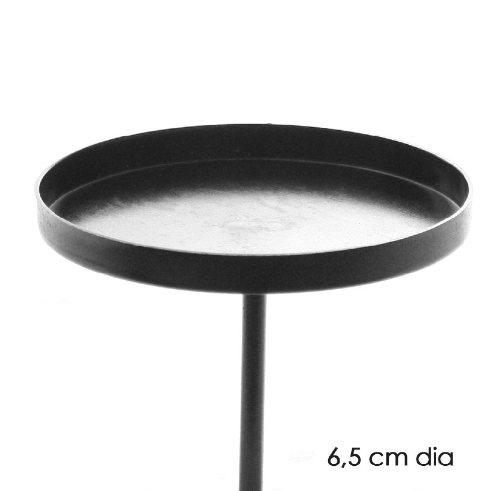 Metall-Kerzenpick mit Teller schwarz  DM ca. 6,5 cm x 9 cm L 54499