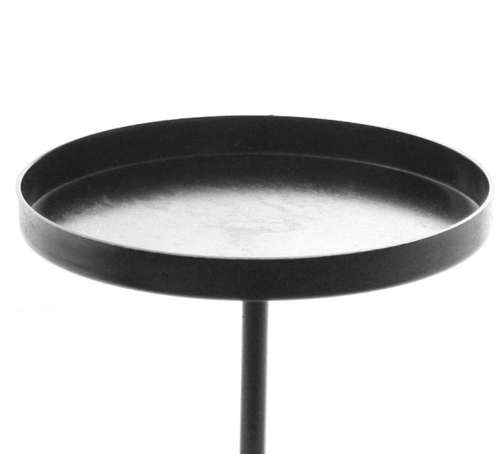 Metall-Kerzenpick mit Teller schwarz DM ca. 9 cm x 9 cm L 58448