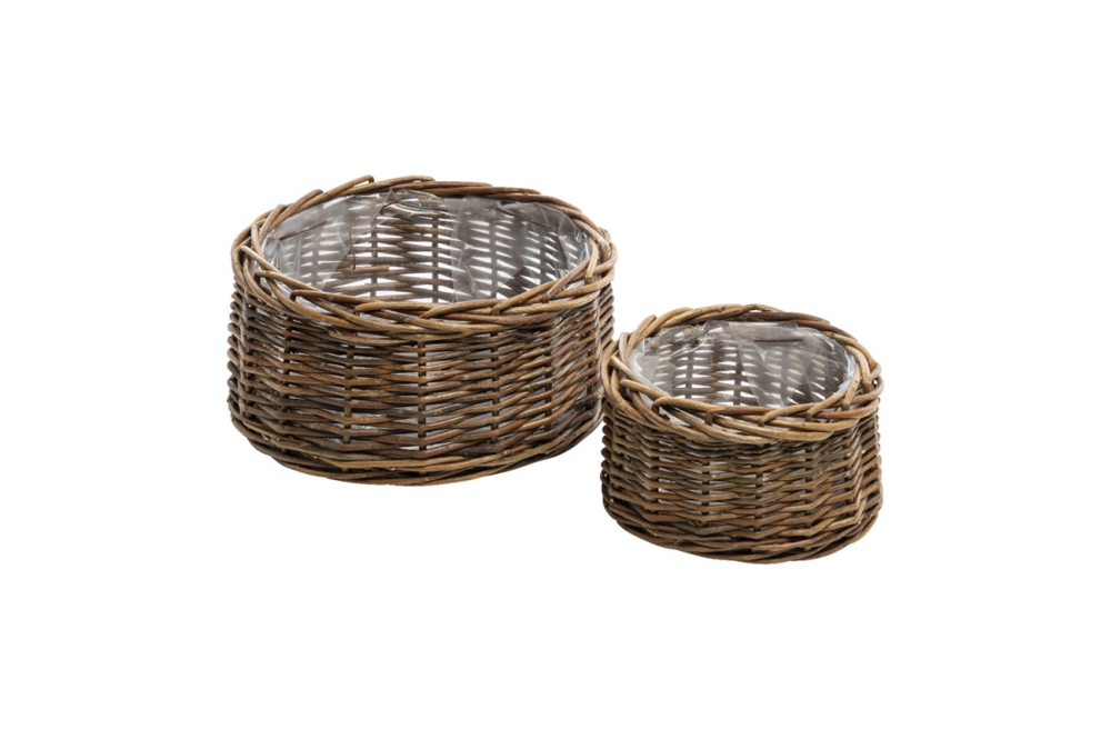 Weiden-Pflanzkoerbe S. 2 Stck. rund natur 18x10+26x13cm 05WE16