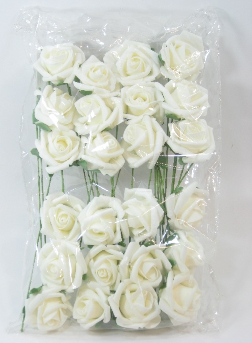 Schaum-Rose D5cm Btl. 24 Stck creme-weiss 110185-12