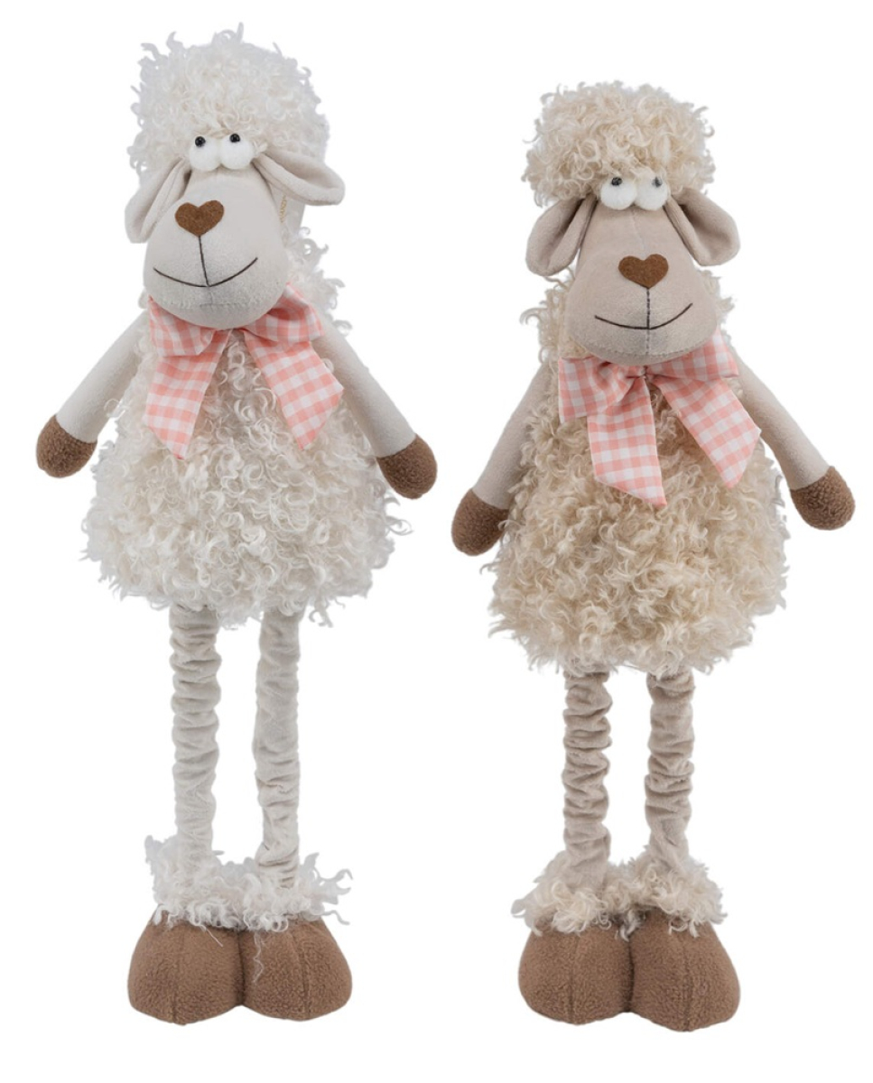 Stoffschaf, weiss/creme, 2sort. m.Teleskopbeine, 18x12x53cm 12604294