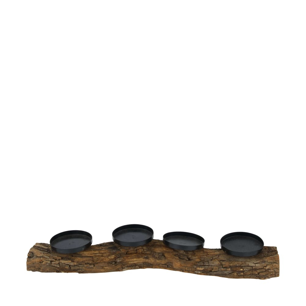Holz-Stamm m. Kerzenh. Ca.48x9x7cm natur-schw. 129927