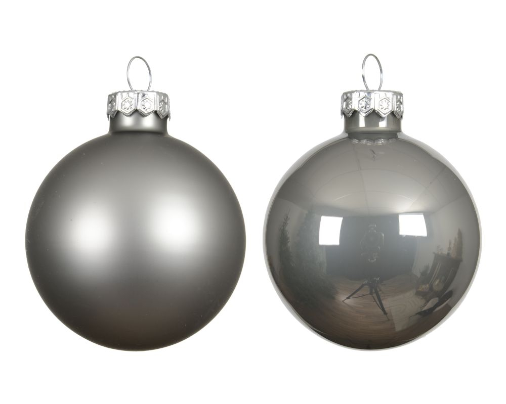 Glas-Kugeln 6cm gl./matt warm-grau 10 Stck 140522