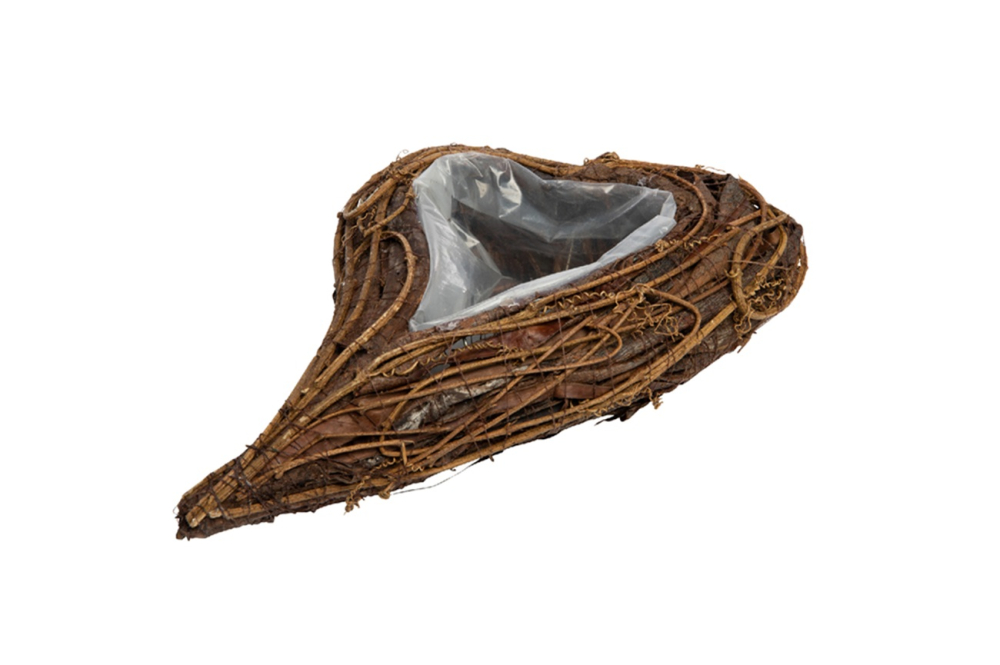 Holzrinde/Rebe-Pflanzherz geschw. braun, 28x18x7cm 24HRB04