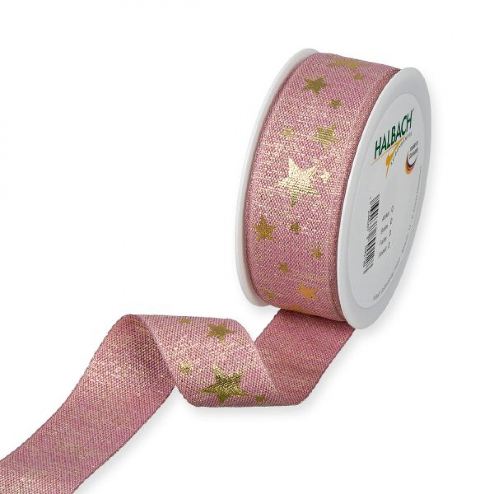 Druckband Sterne pale berry/gold 35mm 20m
