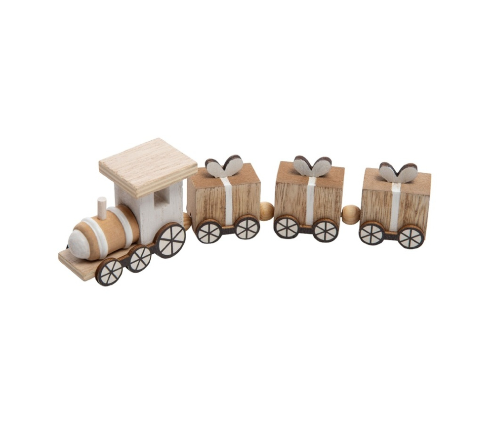 Holz-Eisenbahn natur-weiss ca. 18x5cm 31HXC43