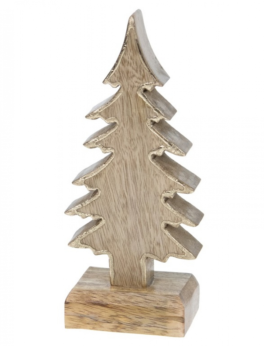 Mangoholz-Baum nat.-gold ca. 9x5x22cm 36150-065