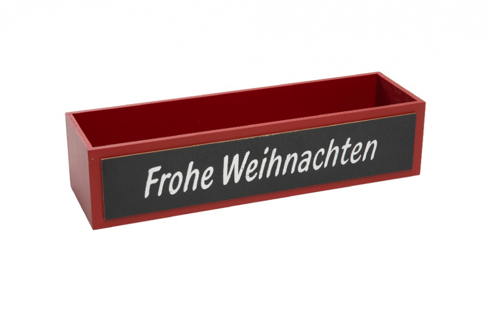 Holz-Kiste FROHE WEIHNACHTEN rot, 25x13x10cm 37KHX01