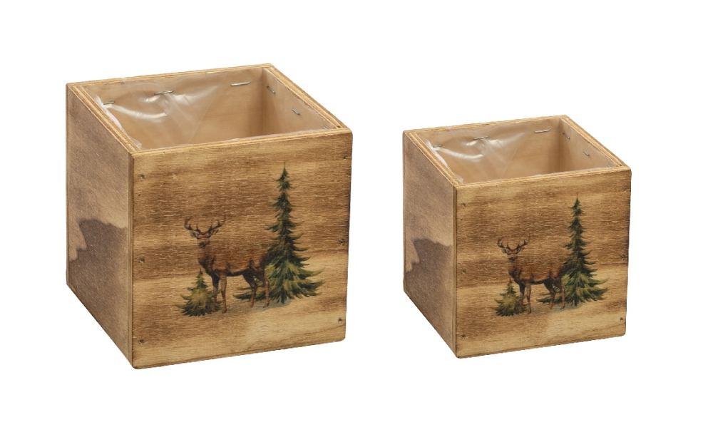 Holz-Pflanzkisten Wald S. 2 ca.11x11+15x15cm 38HIB09