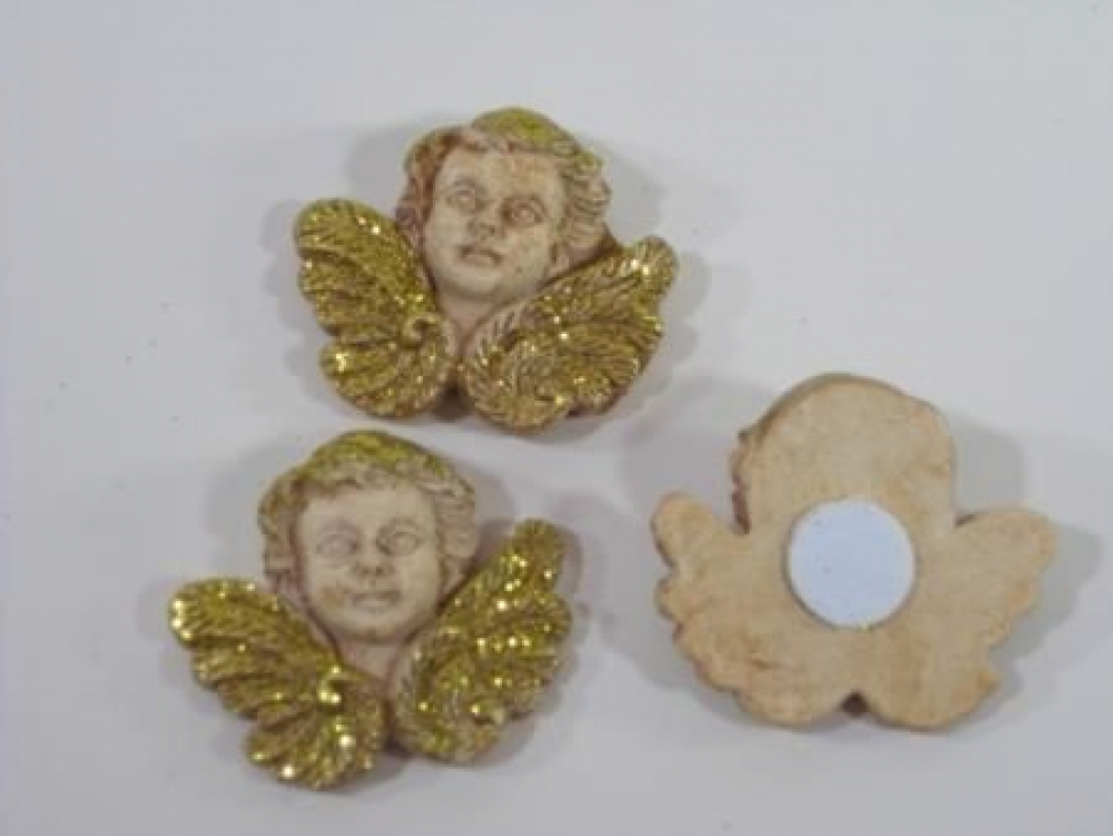 Engelskopf m.Fluegel z.kleben 4cm gold Btl mit 16 stck. 3936-03