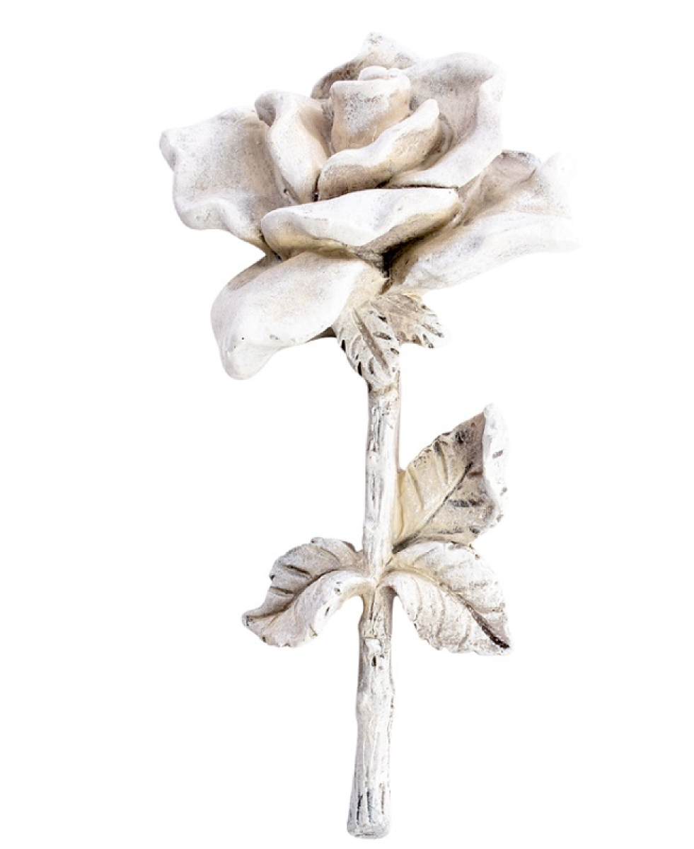 Poly-Rose mit Aufhaenger grau, 19x10x4cm 43POG12