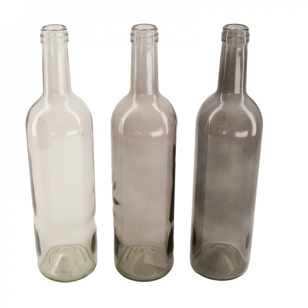 Glas-Flasche DM 7.5x30cm grau-sort. 48577-195