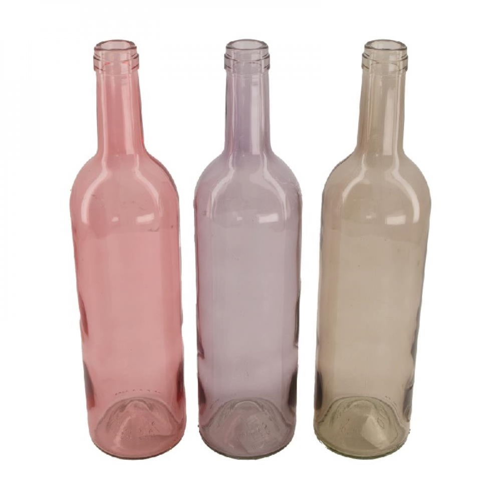 Glas-Flasche DM 7.5x30cm pink-sort. 48577-499