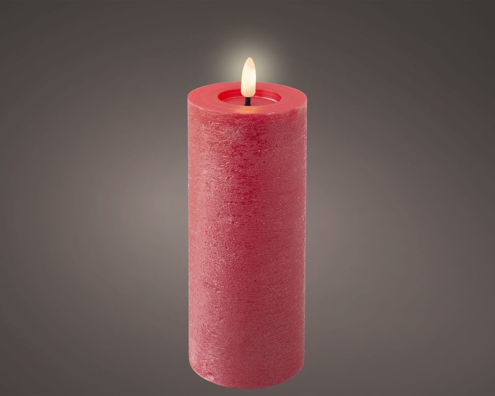 LED Wachskerze rot 19x7cm m.Timer 487342