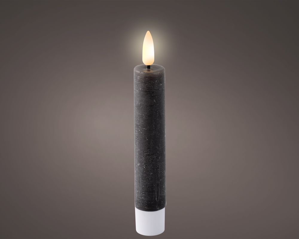 LED-Spitzkerze 2,2x14,5cm anthrazit Kt. 2 Stck 489173