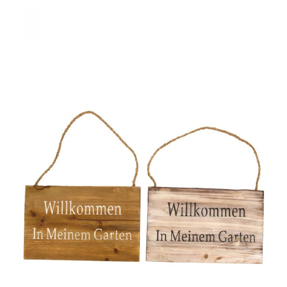 Holz-Schild Willommen i.m.Garten 28x18x1,5cm 2-fac 49489-299