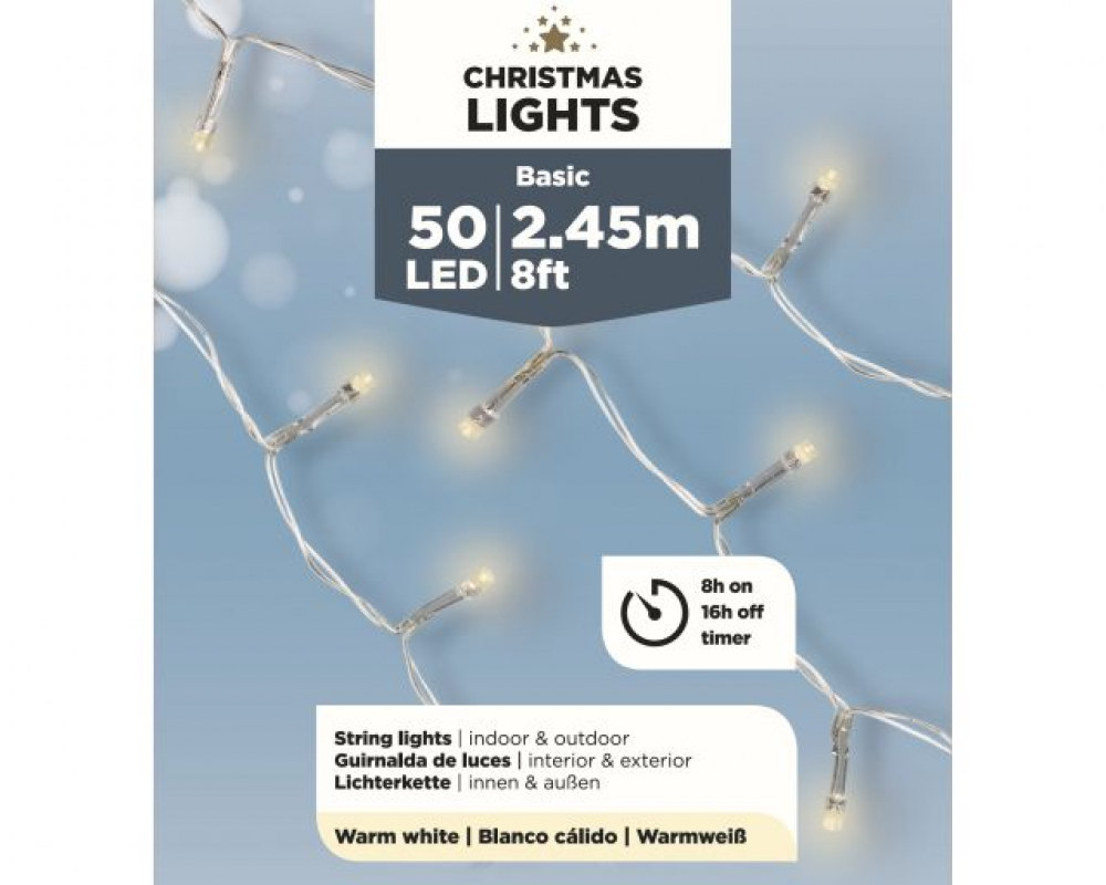 LED Lichterk. 50er transp. 2,45m 496094