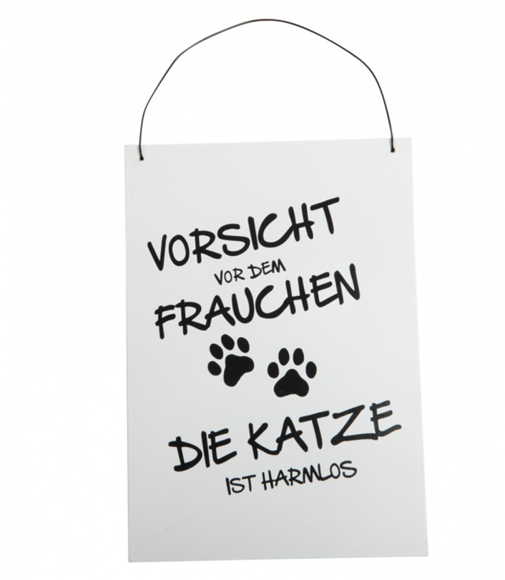 Holz-Tuerschild Vorsicht vor dem Frauchen weiss, 23x16x0,6cm 50HIW66