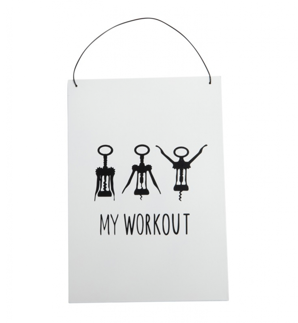 Holz-Tuerschild MY WORKOUT weiss, 23x16x0,6cm 50HIW70