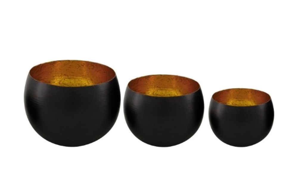Metall-Teelichthalter S3 schwarz 12,5x12,5x9cm 55835-074