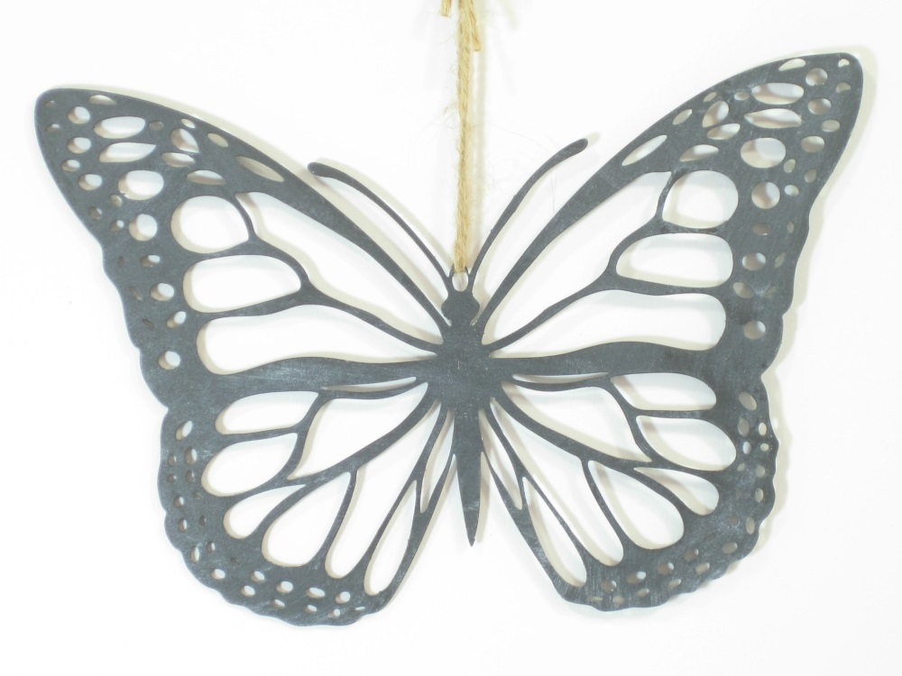 Metall-Schmetterling z.Haengen, L40cm grau 611465-72