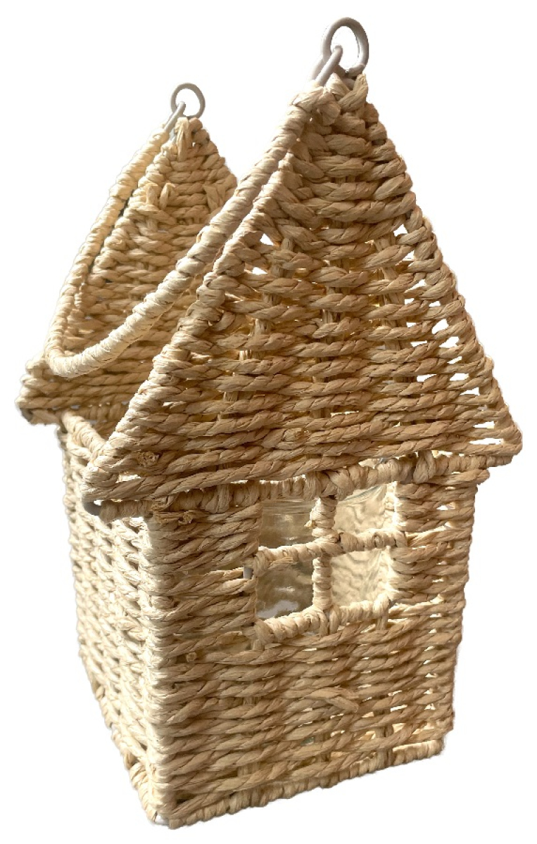 Korbhaus m.Glas, 17x14 H28cm natur 613466-13