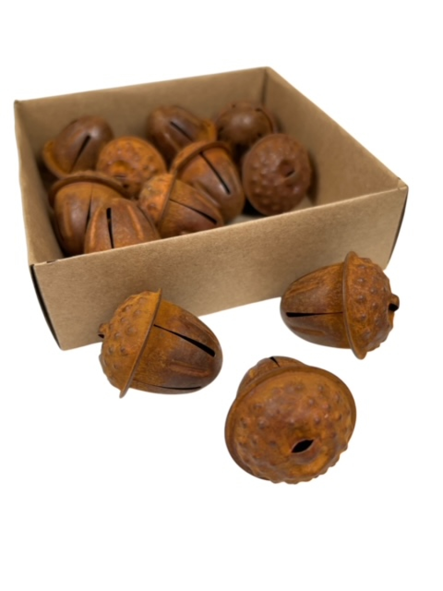 Metall-Glocke Eichel, 3x2,8cm Box m. 12 Stck rost 615787-65