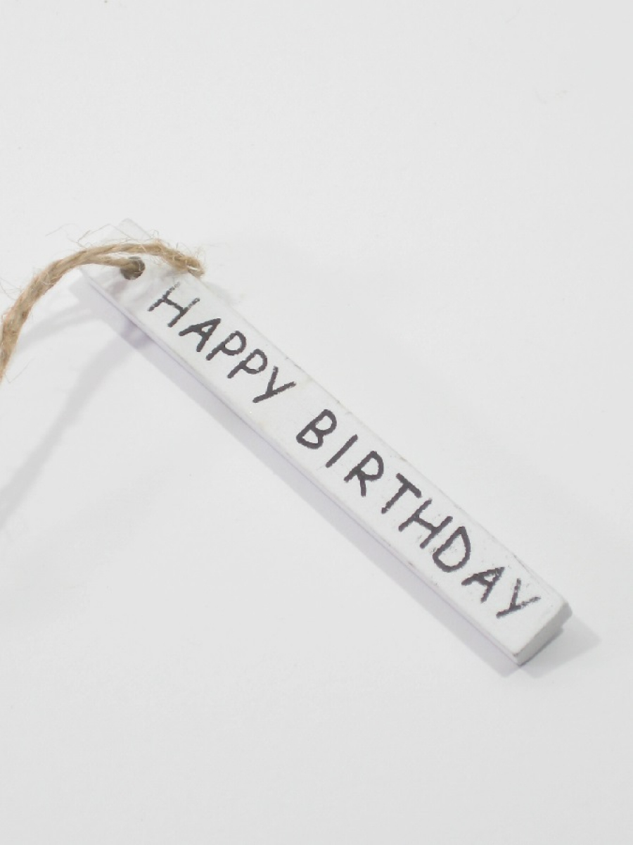 Holz-Anhaenger Happy birthday" L8,5cm Btl a 20 weiss 617817-11"