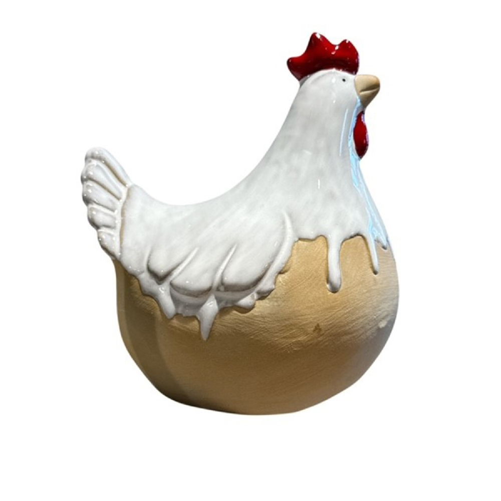 Keramik-Huhn, 12x9.1x13.6cm weiss 618298-11