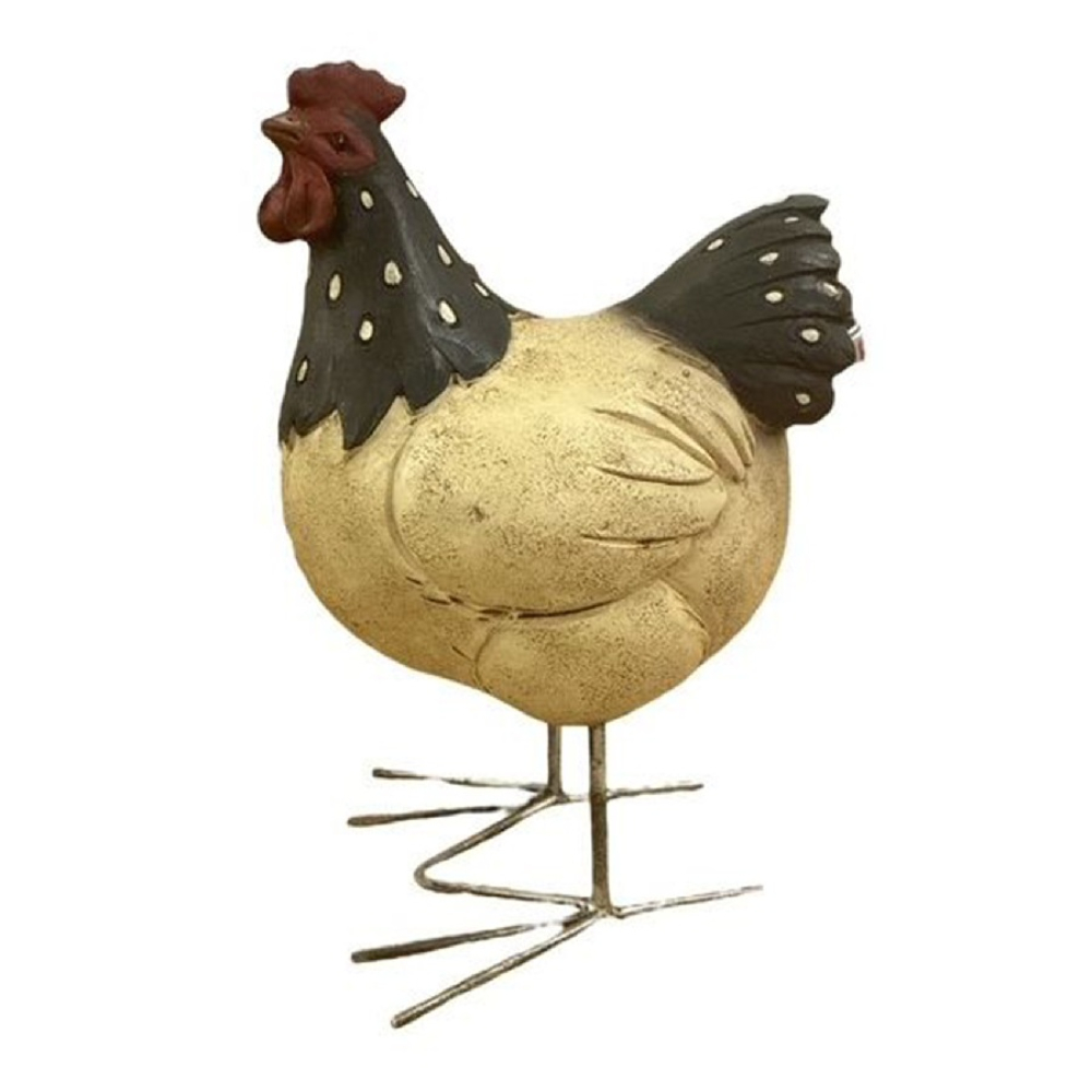 Keramik-Huhn stehend, 11.5x9x20cm weiss/schwarz 618299-81