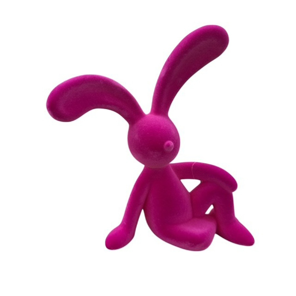 Kunststoff-Hase halb liegend geflockt, 38cm violett 618329-57