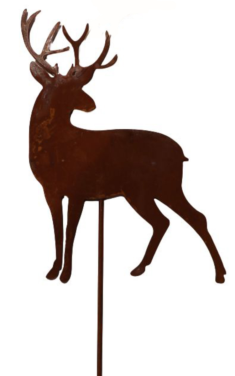 Metall-Hirsch am Stab, B20 L60cm rost 640157-65