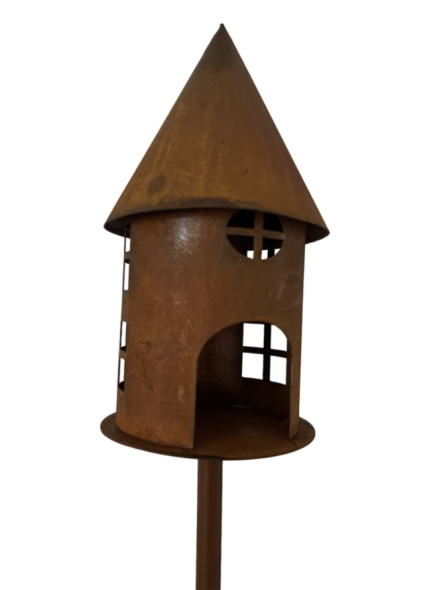 Metall-Stecker Haus, B10 H25, Stab L70cm Rost 640372-65