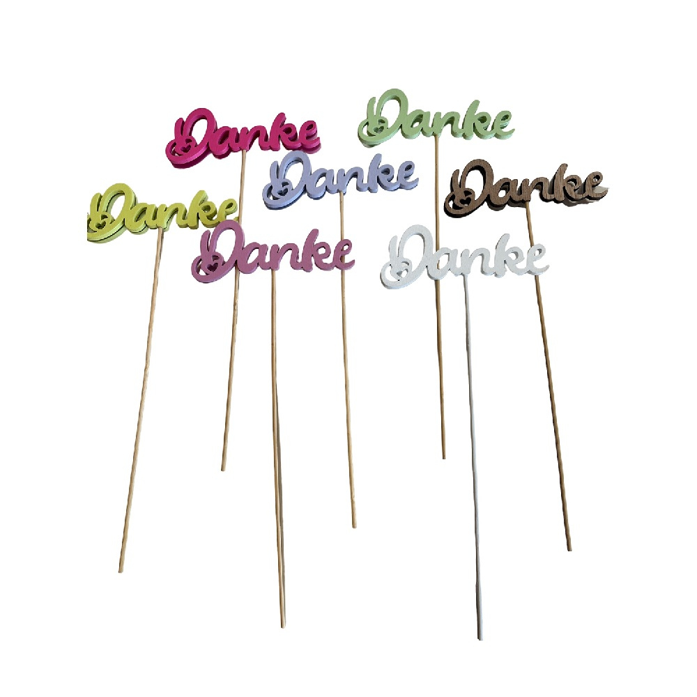 Holz-Stecker Danke, B11,5 L29cm farbl. sort 640391-86
