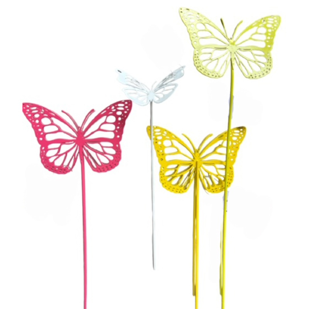 Metall-Schmetterling a.St. L25cm B11cm gelb/pink/zitrone sort. 640728-87