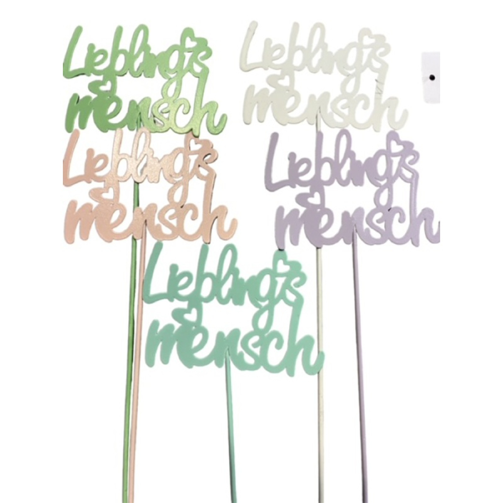 Metall-Stecker Lieblingsmensch, B9 L30cm we/hl ros/scand/hl bl/hl vio sort. 641261-86