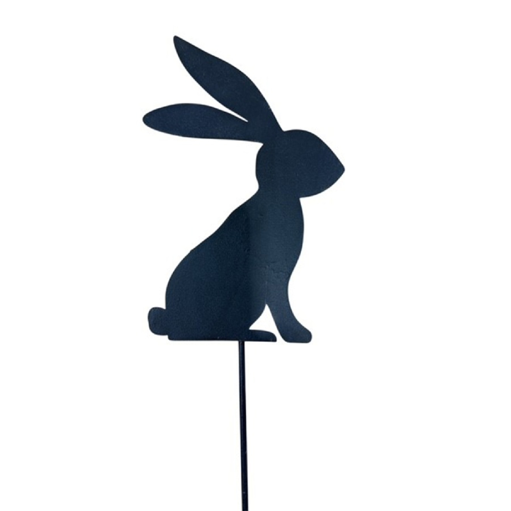 Metall-Stecker Hase sitzend, L5,2 H8cm, Stab 13cm grau 641500-72