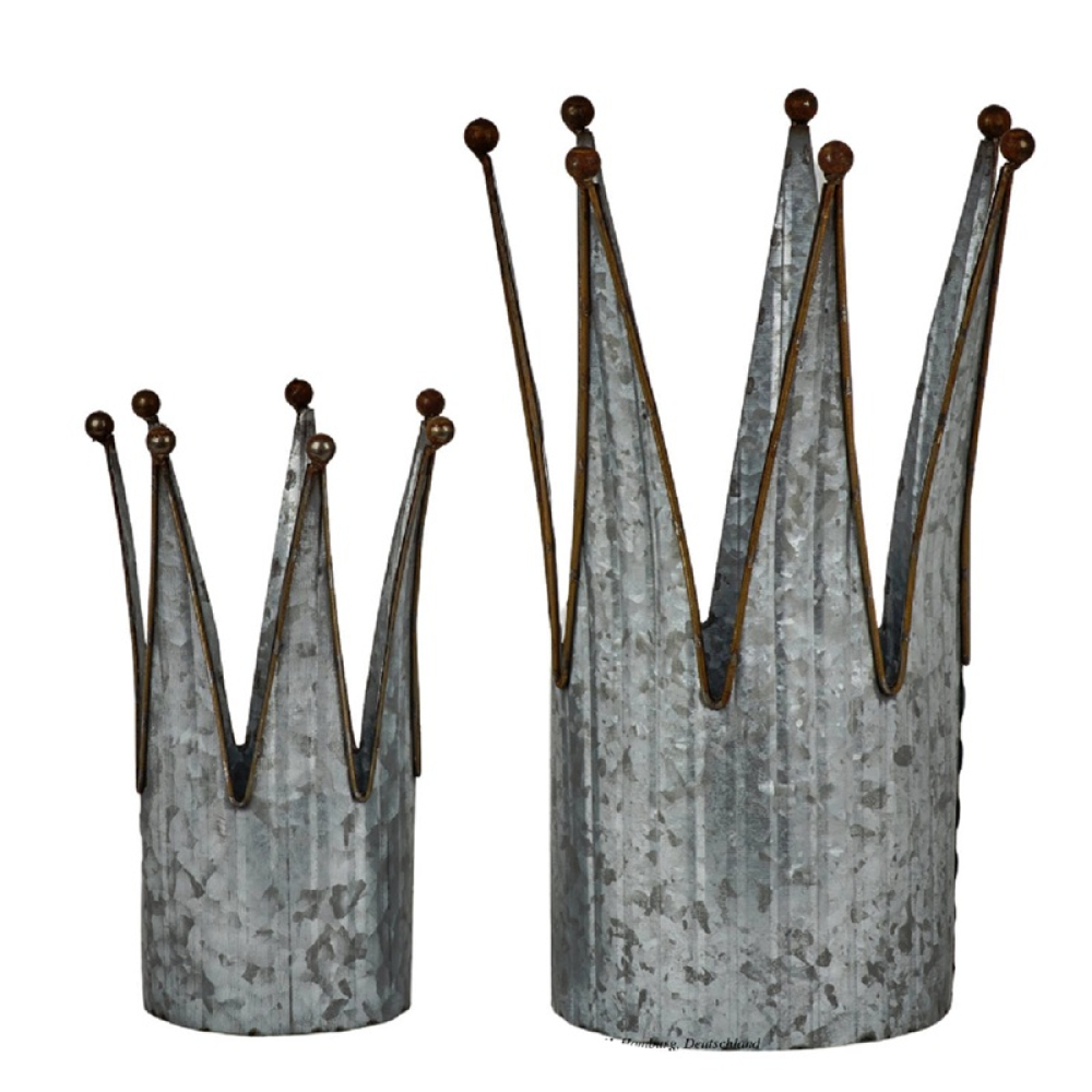 Metall-Krone S2 H36/27cm D16/14,5cm silber-grau 700571-91