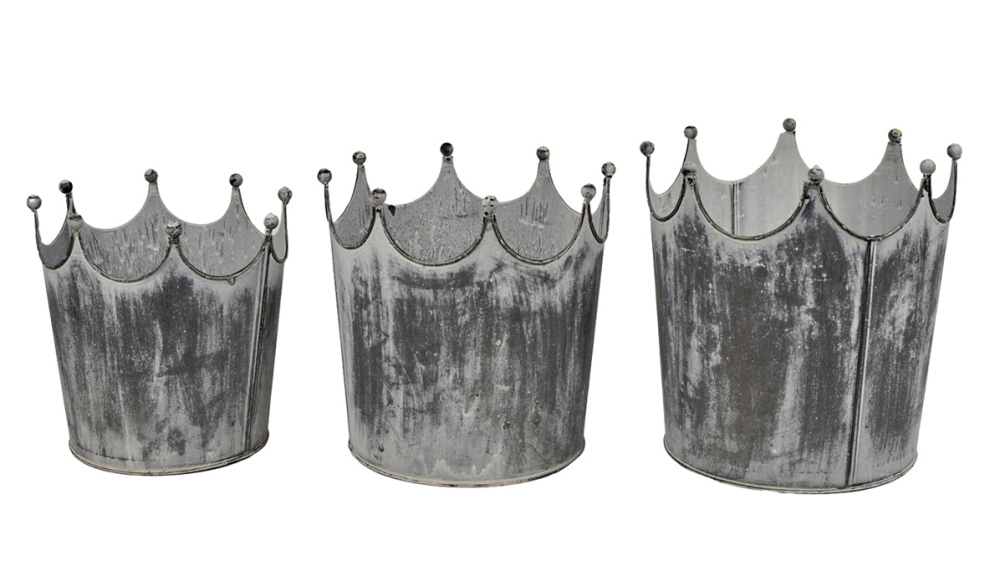 Metall-Kronen-Satz H20/18/16cm D17,5/16/14cm T21,5/19,5/17,5cm 740080-72