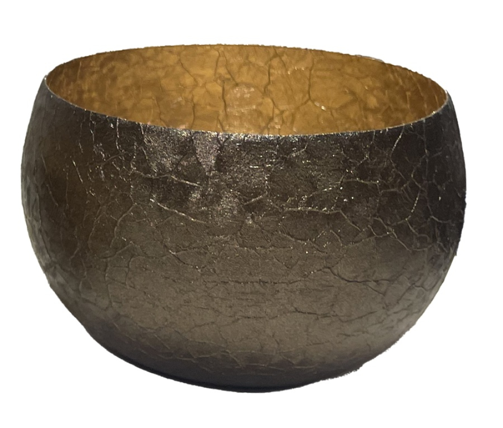 Metall-Windlicht, D10 H7cm schwarz/gold 810029-75