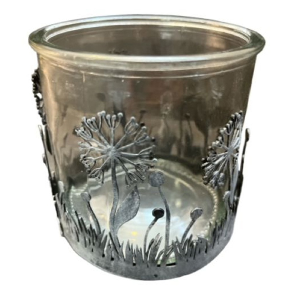 Windlichtglas Wiese, D10 H10cm grau 810440-72