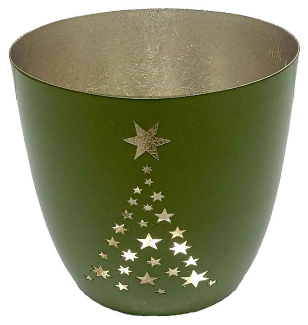 Metall-Windlicht Baum H8,5cm D10cm tannengruen 810517-44