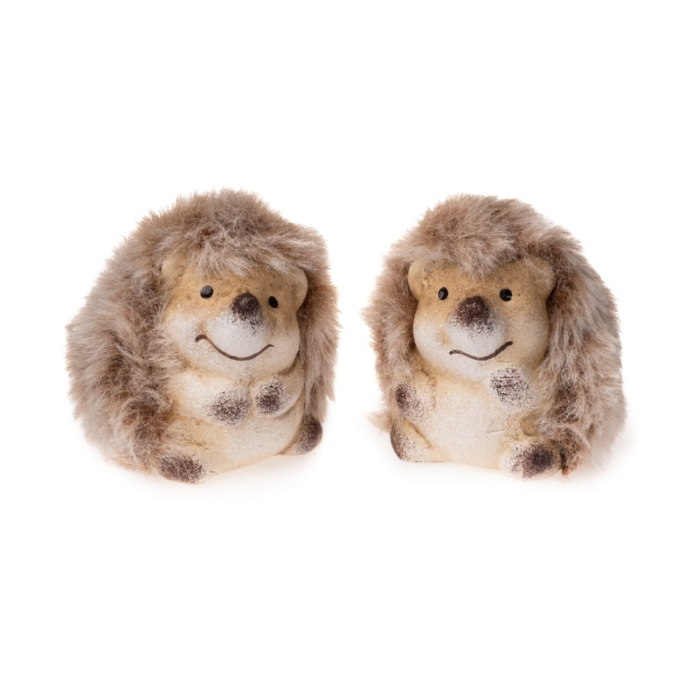 Keramik-Igel m. Plueschstacheln, 2 sort., braun/beige ca. 5 x 4 x 5 cm H 93885