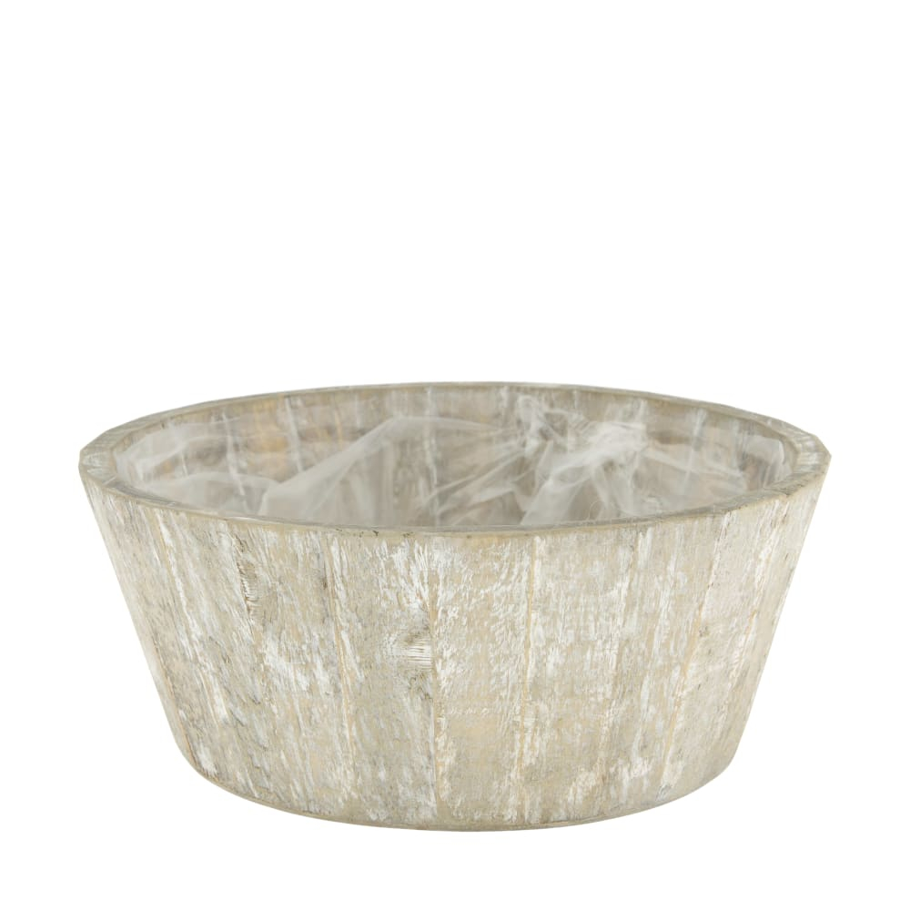 Holz-Schale rund geweisst 25x25x10cm F126346