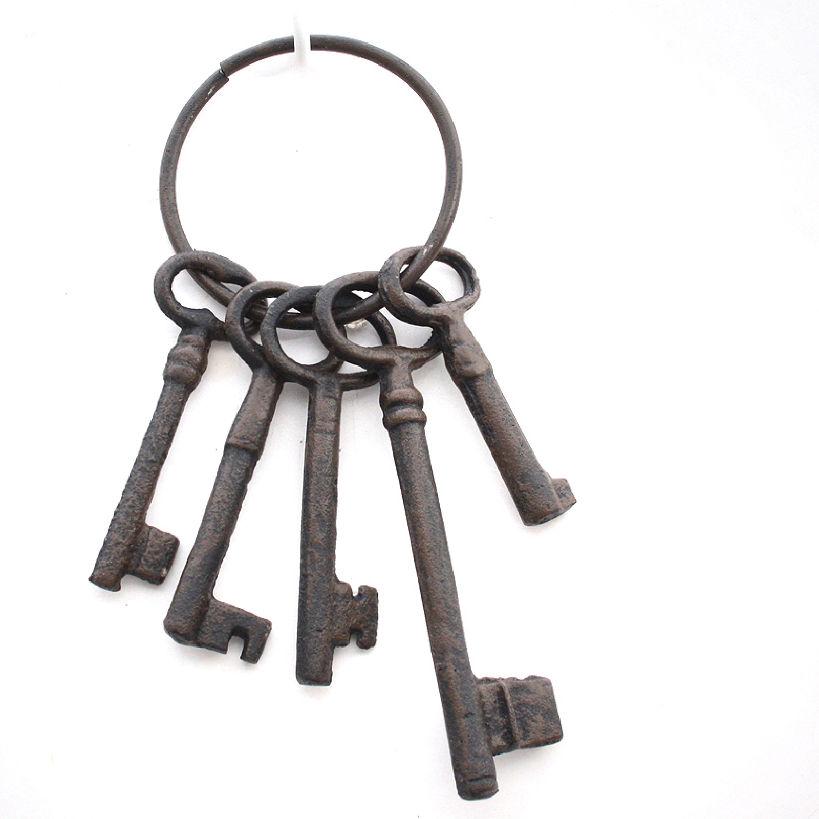 Gusseisen-Schluesselbund 5er Satz a.Ring dunkelbraun ca. 8,5 x 22 cm H 35188