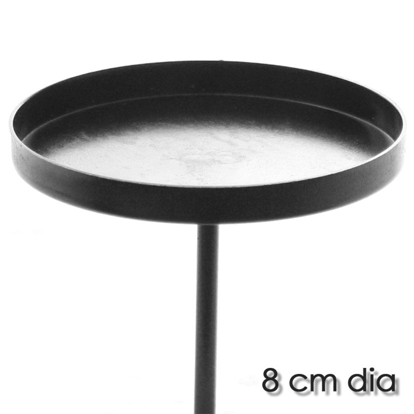 Metall-Kerzenpick mit Teller schwarz DM ca. 8 cm x 10 cm L 53589